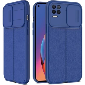 Oppo A54 Kılıf Sürgülü Slide Kamera Korumalı Deri Görünümlü Leke Tutmaz Lüks Silikon