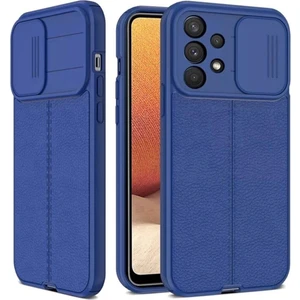 Samsung Galaxy A53 Kılıf Sürgülü Kamera Korumalı Deri Görünümlü Dikiş Desenli Leke Tutmaz Kapak