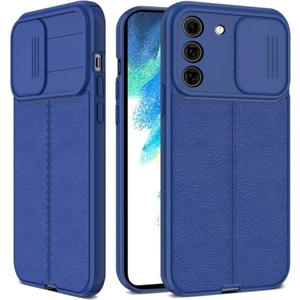 Samsung Galaxy S21 Ultra Uyumlu Kılıf Sürgülü Slide Kamera Korumalı Deri Görünümlü Lüks Kapak