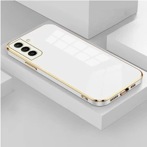 Samsung Galaxy S23 Kılıf Parlak Kenarlı Altın Işlemeli Kamera Korumalı Bark Kapak