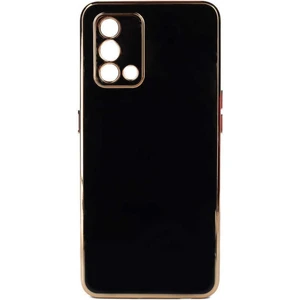 Oppo A74 4g Uyumlu Kılıf Parlak Kenarlı Altın Işlemeli Kamera Korumalı Kapak