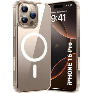Apple iPhone 16 Pro Kılıf Magsafe Wireless Kablosuz Şarj Destekli Sert Şeffaf Darbe Emici Kapak