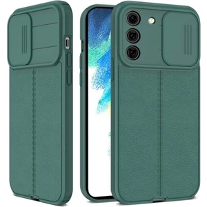 Samsung Galaxy S21 Ultra Uyumlu Kılıf Sürgülü Slide Kamera Korumalı Deri Görünümlü Lüks Kapak