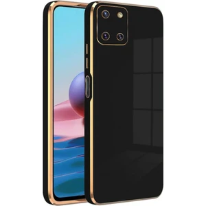 Samsung Galaxy A81 - Note 10 Lite Kılıf Parlak Kenarlı Altın Işlemeli Kamera Korumalı Kapak