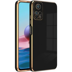 Xiaomi Mi 10T - 10T Pro Kılıf Parlak Kenarlı Altın Işlemeli Kamera Korumalı Kapak