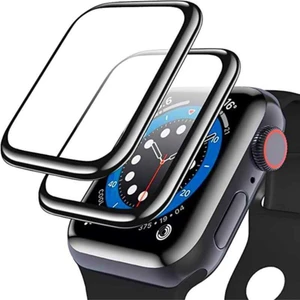 Apple Watch 7 8 41MM Uyumlu Tam Kaplayan Ultra Ince Kavisli Siyah Çerçeveli Saat Ekran Koruyucu Pet