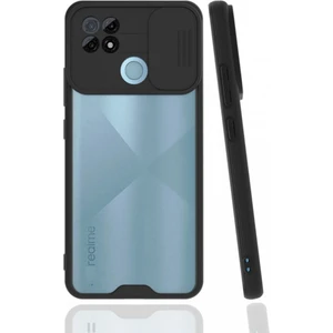 Realme C25 Kılıf Sürgülü Kamera Korumalı Ultra Ince Arkası Mat Şeffaf Ultra Ince Kılıf