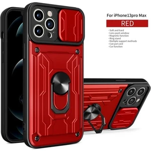 Apple iPhone 13 Pro Max Uyumlu Kartlıklı Sürgülü Slayt Kamera Korumalı Standlı Tank Kapak