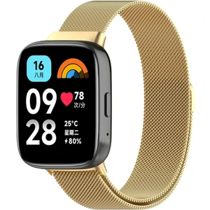 Xiaomi Redmi Watch 3 Active Uyumlu Metal Hasır Örgü Mıknatıslı Ayarlanabilir Paslanmaz Kordon