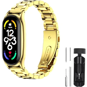 Xiaomi Mi Band 4 Kordon Kasalı Paslanmaz Çelik Stainless Steel Baklalı Ayarlanabilir Akıllı Saat Kordonu ve Ayarlama Aparatı