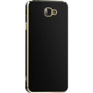 Samsung Galaxy J7 Prime Kılıf Parlak Kenarlı Altın Işlemeli Kamera Korumalı Kapak