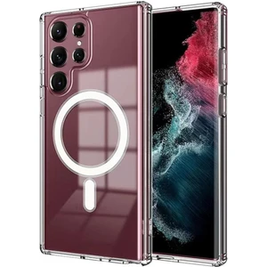 Samsung Galaxy S23 Ultra Kılıf Kamera Çıkıntılı Magsafe Wireless Şarj Sert Şeffaf Darbe Emici Kapak