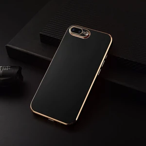 Apple iPhone 7 Plus Uyumlu Kılıf Parlak Kenarlı Altın Işlemeli Kamera Korumalı Kapak
