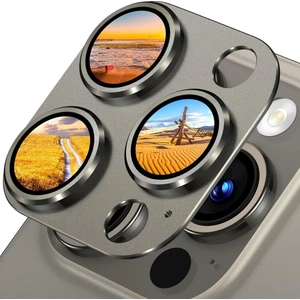 Apple iPhone 15 Pro Max Kamera Lens Koruyucu Metal Çerçeveli Tam Koruma Temperli Cam