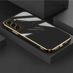 Samsung Galaxy S23 Plus Kılıf Parlak Kenarlı Altın Işlemeli Kamera Korumalı Bark Kapak