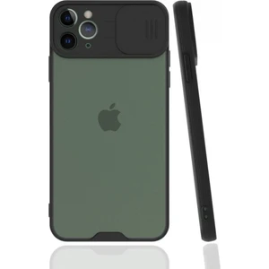 Apple iPhone 11 Pro Kılıf Sürgülü Kamera Korumalı Ultra Ince Arkası Mat Şeffaf Zar Kapak