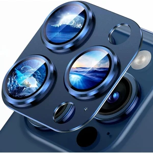 Apple iPhone 15 Pro Kamera Lens Koruyucu Metal Çerçeveli Tam Koruma Temperli Cam