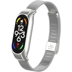 Xiaomi Mi Band 8 Uyumlu Paslanmaz Kasa Klipsli Metal Hasır Kordon Kayış Bileklik