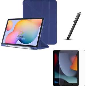 iPad 9. Nesil Uyumlu Kılıf + Ekran Koruyucu + Kalem Bölmeli Kalemlikli Standlı 360 Kapaklı