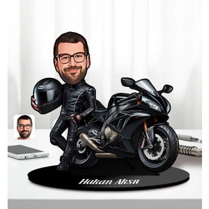BK Gift Kişiye Özel Motorcu Erkek Tasarımlı Karikatür Biblo-2