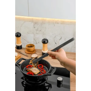 2 Parça Antrasit Silikon Pişirme Seti Maşa - Spatula Seti