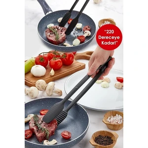 Pratik 4'Lü Yanmaz Yapışmaz Teflon Servis Seti 220 Derece Dayanıklı Kepçe-Kevgir-Spatula-Kaşık