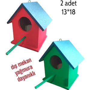 Değerli Hobi Ahşap Kuş Yuvası Kuş Evi 2 Adet 13X18