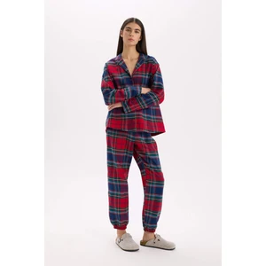 Yılbaşı Temalı Beli Lastikli Ekose Desenli Flanel Pijama Altı-Fall in Love