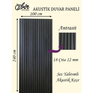 Mobilya Antrasit Akustik Duvar Paneli 100X240 Ahşap Duvar Paneli