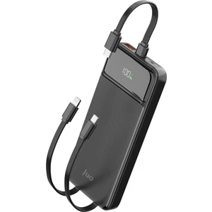 10000MAH 22.5W LED Ekranlı Lightning ve Type-C Kablolu Powerbank Taşınabilir Hızlı Şarj Cihazı Siyah