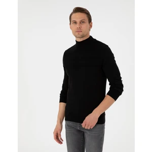 Pierre Cardin Erkek Siyah Slim Fit Yarım Balıkçı Yaka Triko Kazak 50300625-VR046