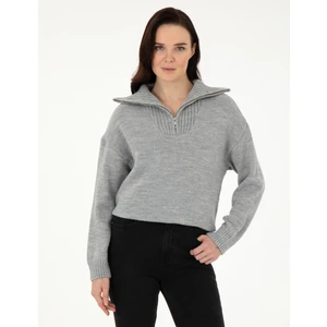 Pierre Cardin Kadın Gri Melanj Comfort Fit Kazak 50290597-VR086