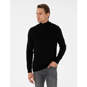 Pierre Cardin Erkek Siyah Slim Fit Yarım Balıkçı Yaka Triko Kazak 50300507-VR046