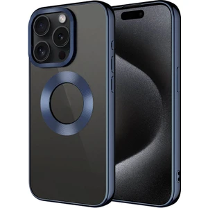 Nova Global Apple iPhone 15 Pro Max Uyumlu Tek Kamera Çerçeveli Logo Gösteren Omega Kapak - Lacivert