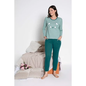 Kadın Bisiklet Yaka Düğmesiz Kışlık Termal Kumaş Bilek Manşetli Uzun Kol Cepli Jogger Pijama Takımı