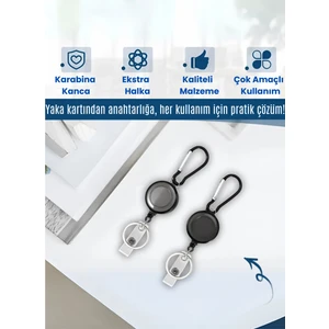 Karabina Kancalı Yoyo Yaka Kartı Tutucu Çok Amaçlı Kancalı Yoyo