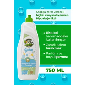 Just Green Organic Baby Biberon Ve Emzik Temizleyici - Bebekleriniz için Doğal Ve Güvenli Temizlik %100 Doğal (750 ML)