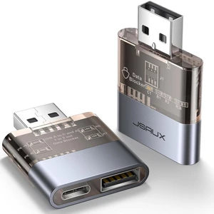 DC0011 USB Veri Engelleyici Şeffaf 2'si 1 Arada Hızlı Şarj Usb-A To  Usb-A ve Usb-C Veri Engelleyici Sadece Şarj Için, Juice Jacking'e Karşı Koruma , Korsanlığı Reddeder, Güvenli Şarj Desteği