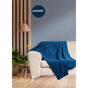 Çift Taraflı Koltukörtüsü Şalı Lacivert