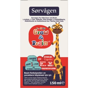 Grow&brain L-Arjinin, Sitikolin, Fosfatidilserin, Dha Omega 3, B12, L- Lizin, Multi Vitamin&mineral Sıvı 150 ml