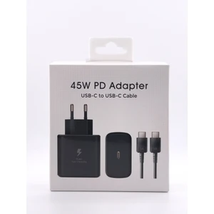 Samsung Galaxy S24 Uyumlu 45 Watt Hızlı Şarj Aleti - Usb-C Adaptör ve Kablo - Siyah