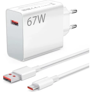 Redmi Note 11 Pro /12 Pro Uyumlu 67 Watt Hızlı Turbo Şarj Aleti Adaptörü + Kablo Seti - Beyaz