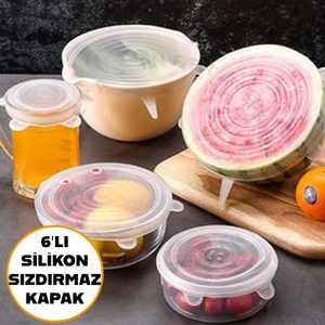 6'lı Silikon Saklama Kabı Seti - Esnek ve Sızdırmaz Kapaklar, Çok Amaçlı Kullanım için İdeal