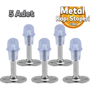 Kapı Kolu Stoperi Krom 8 cm Metal Kapı Durdurucu Tutucu Tutacağı Tamponu Stopu Silikonlu 5 Adet
