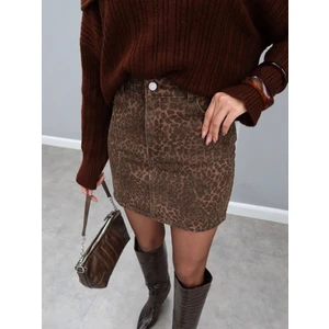 Leo Desenli Mini Gabardin Etek