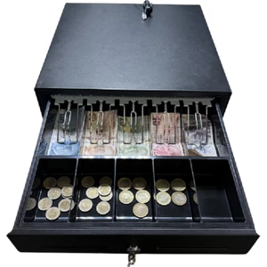 Metal Para Çekmecesi Büyük Boy Elektronik Yazar Kasa 5 Adet Banknot 5 Adet Madeni Para Gözlü