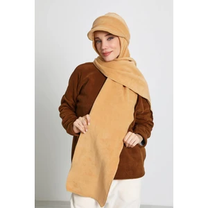Aisha's Design Kadın Çıkarılabilir Siperlikli Polar Bere,atkı,boyunluk Şalı, Kışlık BONE,B-84PL