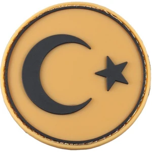 Single Sword Yuvarlak Türk Bayrağı Patch ( Peç ) 6 cm - KIRMIZI