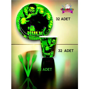 32 Kişilik Hulk Temalı Süper Eko Seti - Doğum Günü Parti ve Eğlenceli Etkinlikler