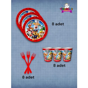 8 Kişilik Paw Patrol Temalı Süper Eko Seti - Doğum Günü Parti ve Eğlenceli Etkinlikler Için